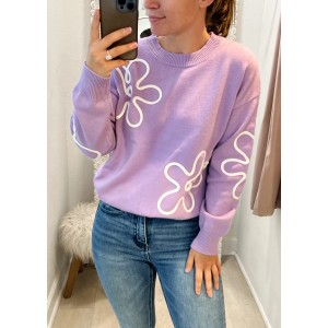 Purple Floral Sweater