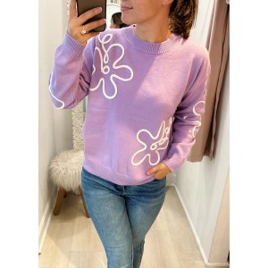 Purple Floral Sweater