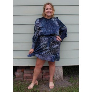 Navy and Blue Patterned Dress