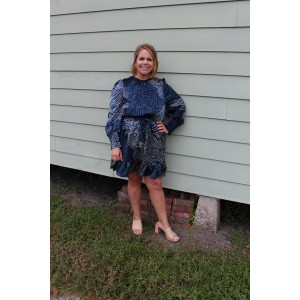 Navy and Blue Patterned Dress