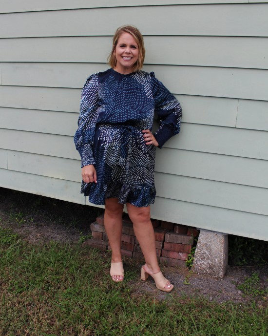 Navy and Blue Patterned Dress