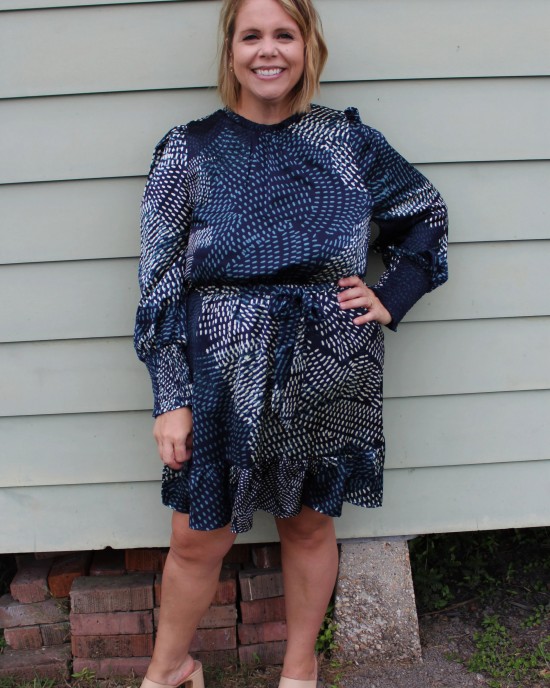 Navy and Blue Patterned Dress