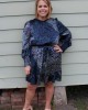 Navy and Blue Patterned Dress