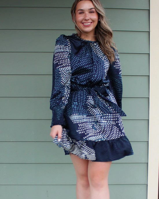 Navy and Blue Patterned Dress