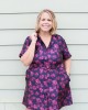 Navy and Pink Floral Belted Dress