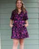 Navy and Pink Floral Belted Dress