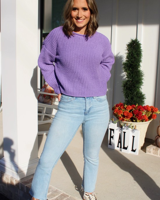 Purple Drop Shoulder Sweater