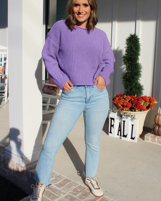 Purple Drop Shoulder Sweater