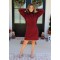 Burgundy Belted Sweater Dress