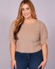 Taupe Textured Flirty Sleeve Top