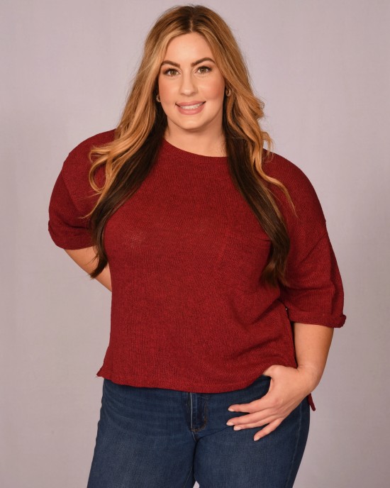 Light Knit Three Quarter Sleeve Top