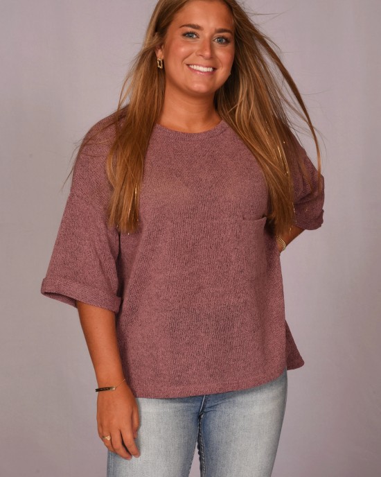 Light Knit Three Quarter Sleeve Top