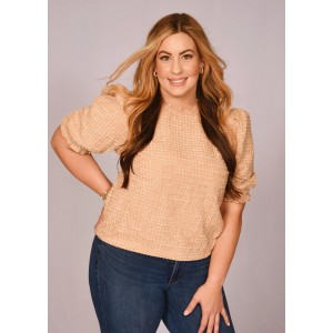 Taupe Textured Half Sleeve Top