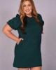 Hunter Green Textured Puff Sleeve Straight Dress