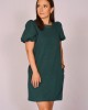 Hunter Green Textured Puff Sleeve Straight Dress