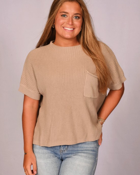 Drop Shoulder Pocket Sweater Top