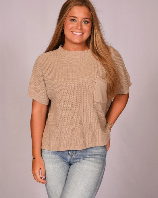 Drop Shoulder Pocket Sweater Top