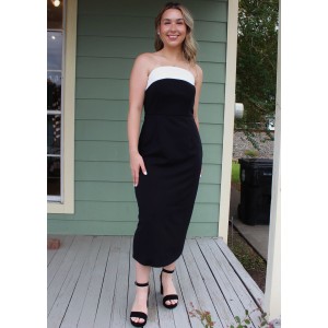 White and Black Midi Dress