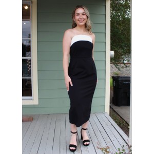 White and Black Midi Dress