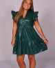 Faux Leather Green Tired Dress