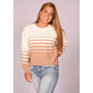 Tan and White Strip Sweater