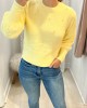 Yellow Puff Sleeve Pearl Sweater