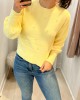 Yellow Puff Sleeve Pearl Sweater