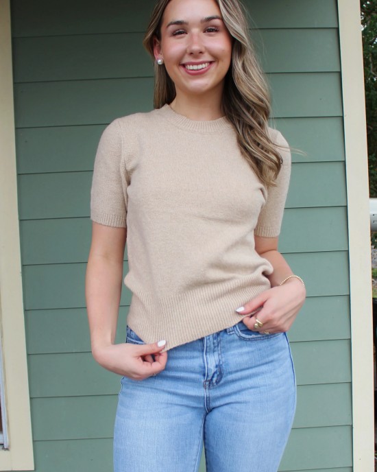 Soft Short Sleeve Sweater Top