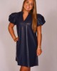 Faux Leather Navy Dress