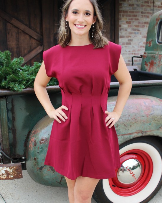 Deep Red Fit and Flare Dress