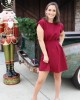 Deep Red Fit and Flare Dress