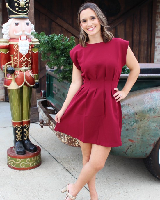 Deep Red Fit and Flare Dress