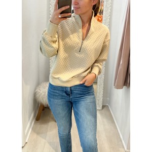 Tan Textured Half Zip Pullover