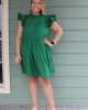 Green Ruffle Sleeve Tiered Dress