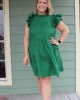 Green Ruffle Sleeve Tiered Dress