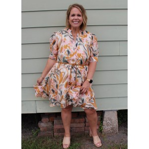 Multicolored Belted Dress