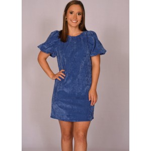 Royal Velvet Puff Sleeve Dress