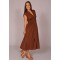 Brown Zip up Midi Dress
