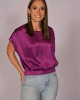 Purple Cropped Cuffed Sleeve Top