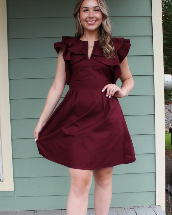 Merlot Ruffle Dress