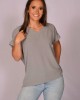 Classic Silky Cuffed V-Neck Top