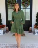 Green Cinched Waist Dress