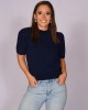 Navy Fuzzy Soft Short Sleeve Top