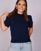 Navy Fuzzy Soft Short Sleeve Top