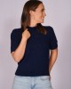 Navy Fuzzy Soft Short Sleeve Top