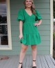 Green Tweed Tiered Dress