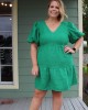 Green Tweed Tiered Dress