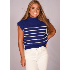 Striped Mock neck Sweater Top