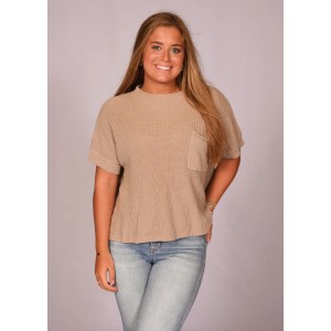 Drop Shoulder Pocket Sweater Top