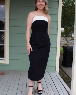 White and Black Midi Dress